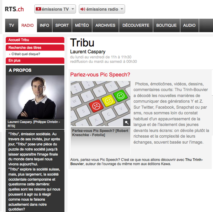 RTS – radio télé suisse normande – émission Tribu